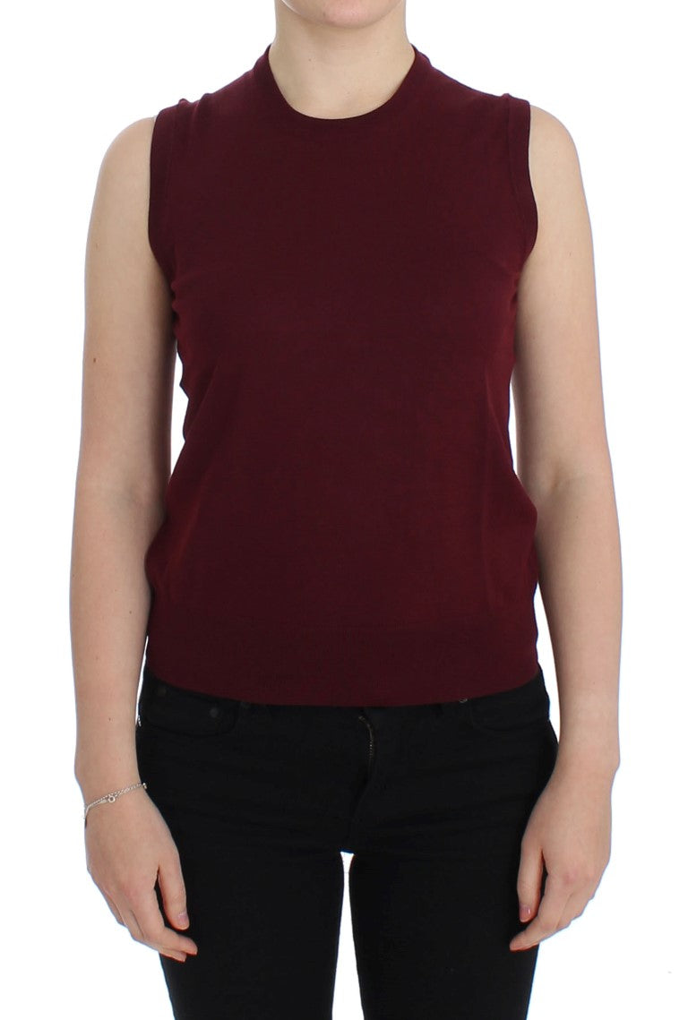 Dolce & Gabbana – Gilet Sans Manches en Laine Rouge avec Logo | Collection MainLine