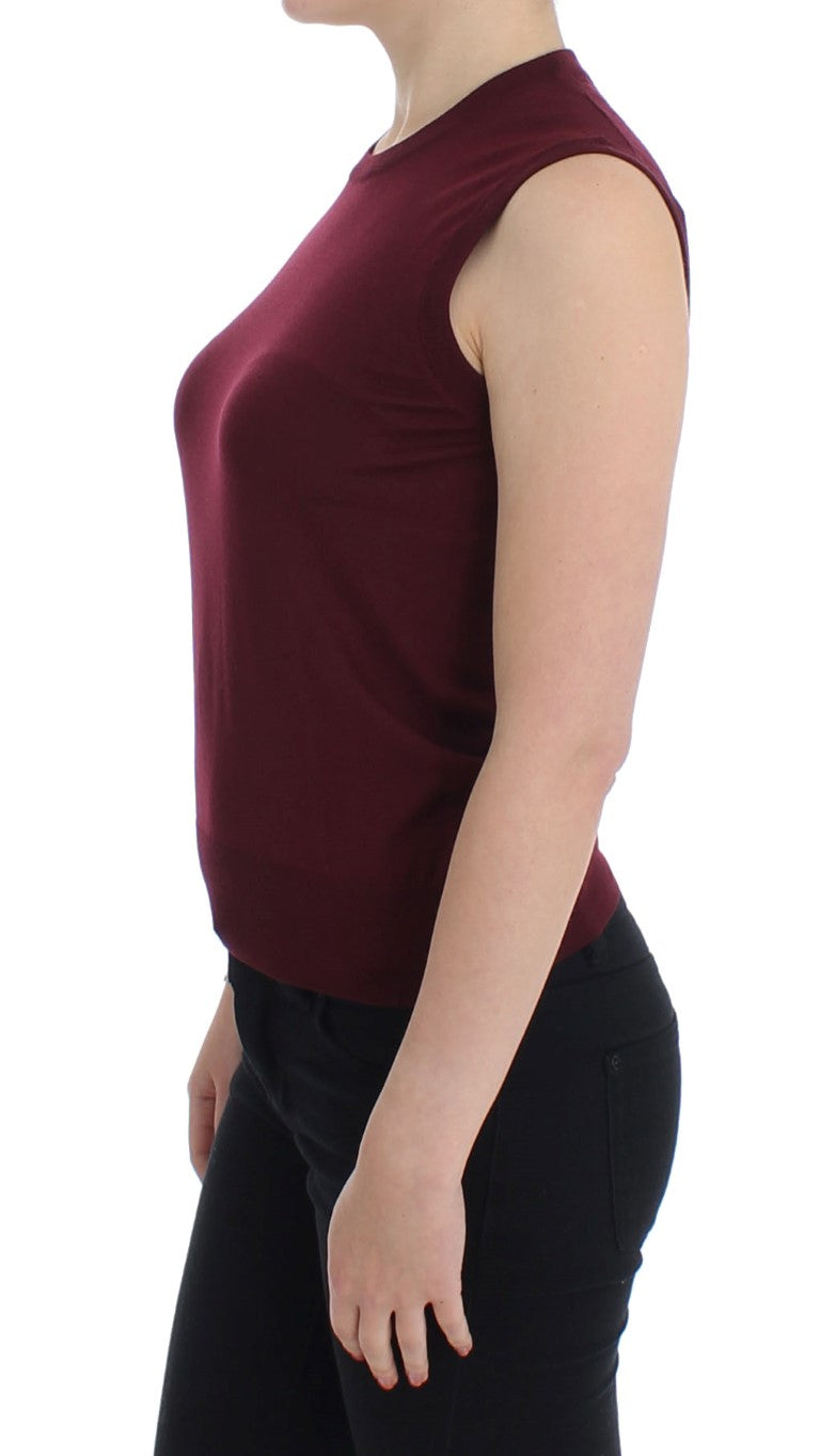 Dolce & Gabbana – Gilet Sans Manches en Laine Rouge avec Logo | Collection MainLine