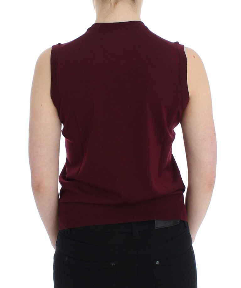 Dolce & Gabbana – Gilet Sans Manches en Laine Rouge avec Logo | Collection MainLine