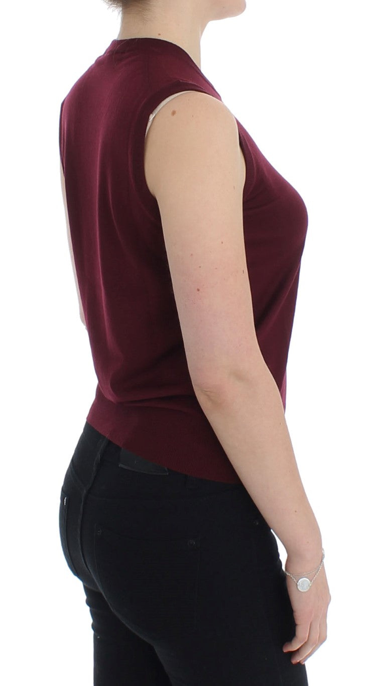 Dolce & Gabbana – Gilet Sans Manches en Laine Rouge avec Logo | Collection MainLine