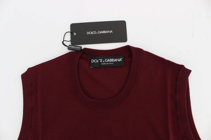Dolce & Gabbana – Gilet Sans Manches en Laine Rouge avec Logo | Collection MainLine