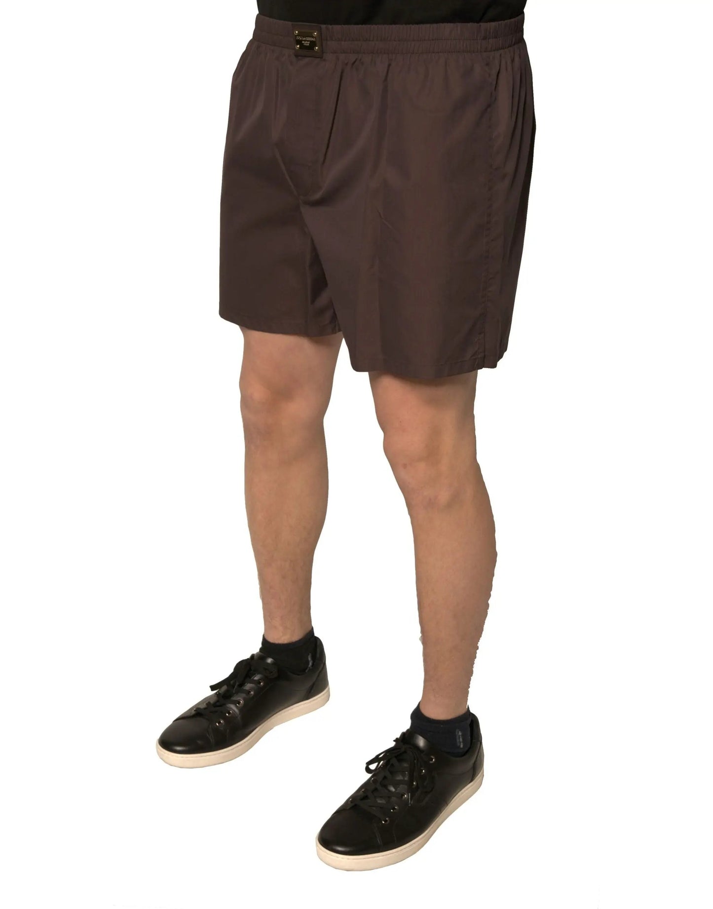 Dolce & Gabbana Brown Cotton Blend Men Mid Waist Shorts by Dolce & Gabbana