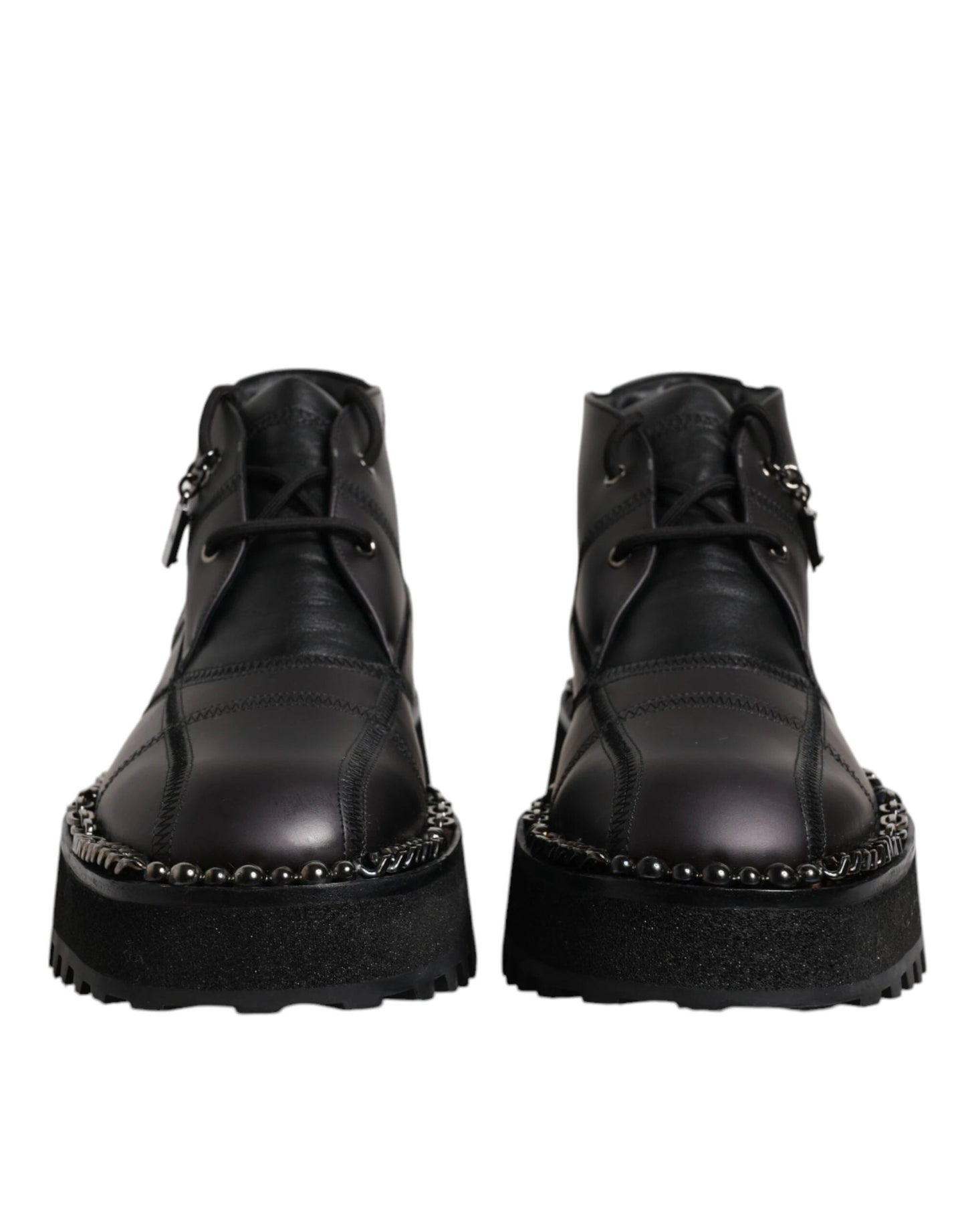 Dolce & Gabbana Black Leather Lace Up Ankle Boots Shoes by Dolce & Gabbana