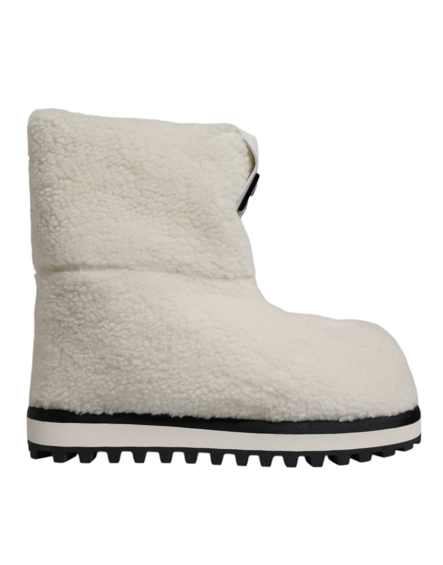 Dolce & Gabbana White Plush Logo Padded Mid Calf Boots Shoes by Dolce & Gabbana