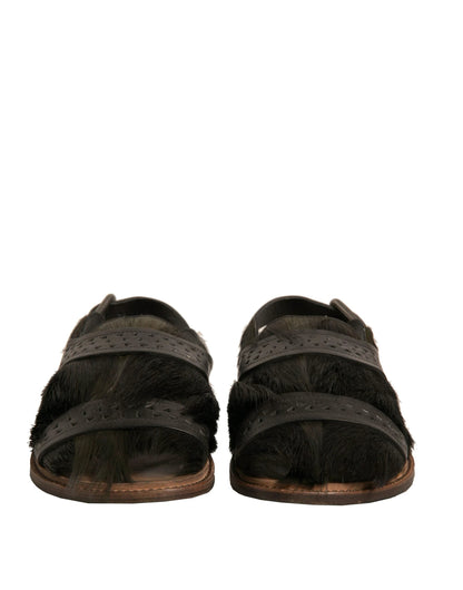 Dolce & Gabbana Green Gazelle Hair Leather Flats Sandals Shoes by Dolce & Gabbana