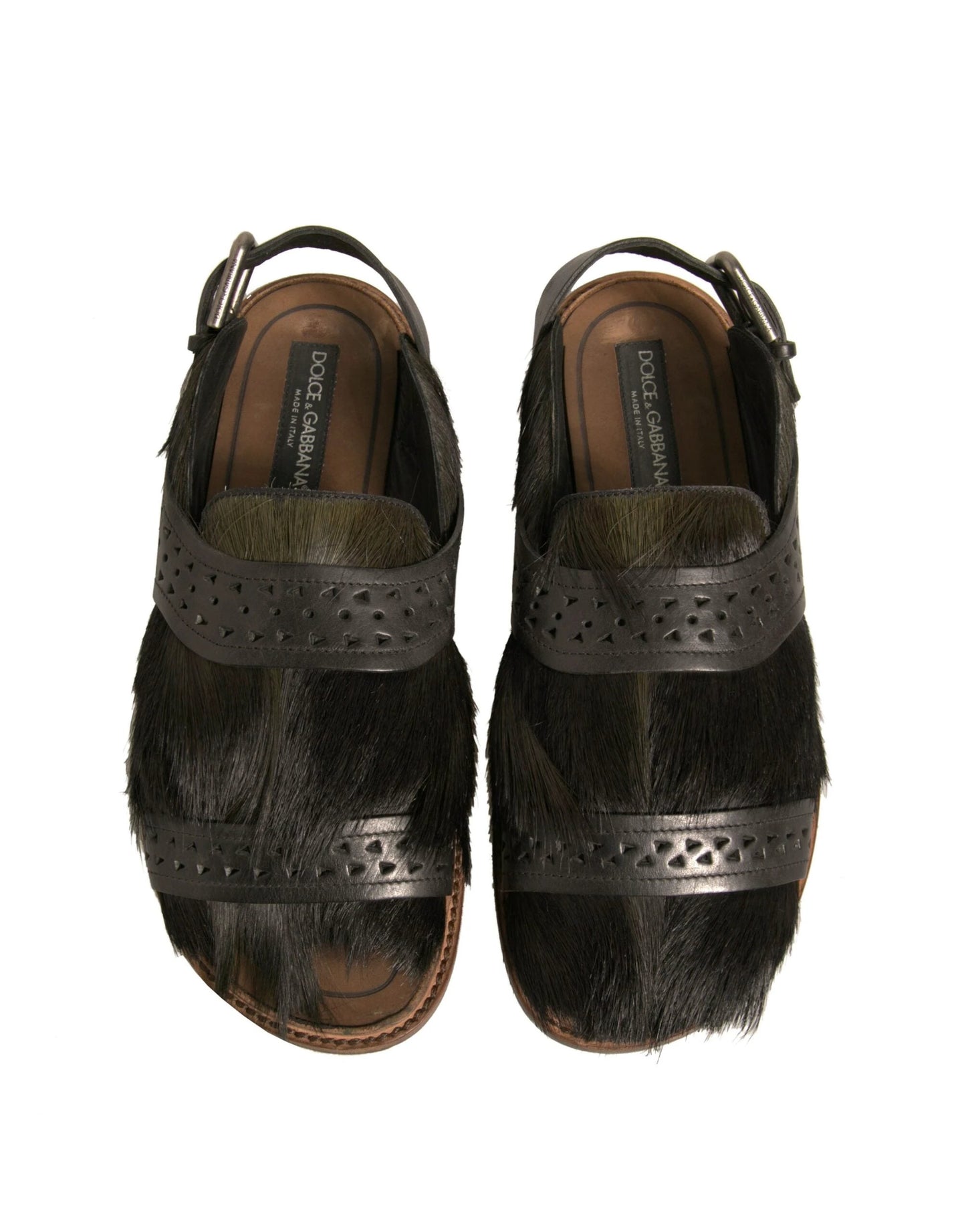 Dolce & Gabbana Green Gazelle Hair Leather Flats Sandals Shoes by Dolce & Gabbana