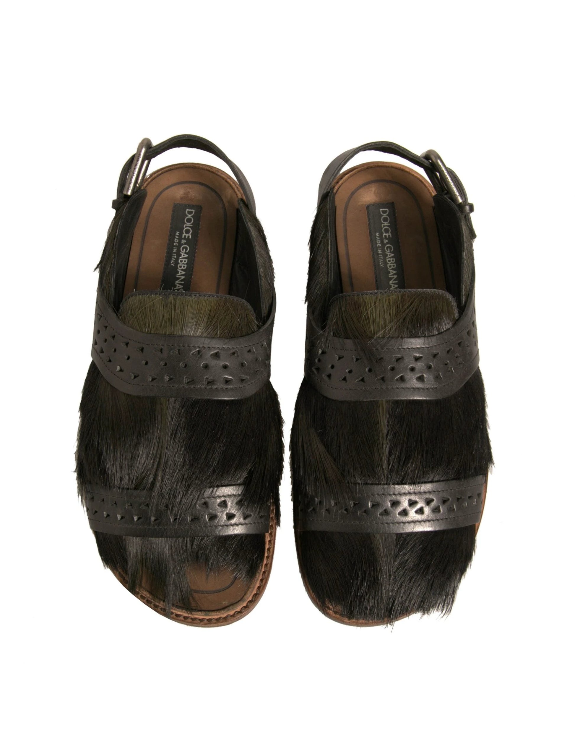 Dolce & Gabbana Green Gazelle Hair Leather Flats Sandals Shoes by Dolce & Gabbana