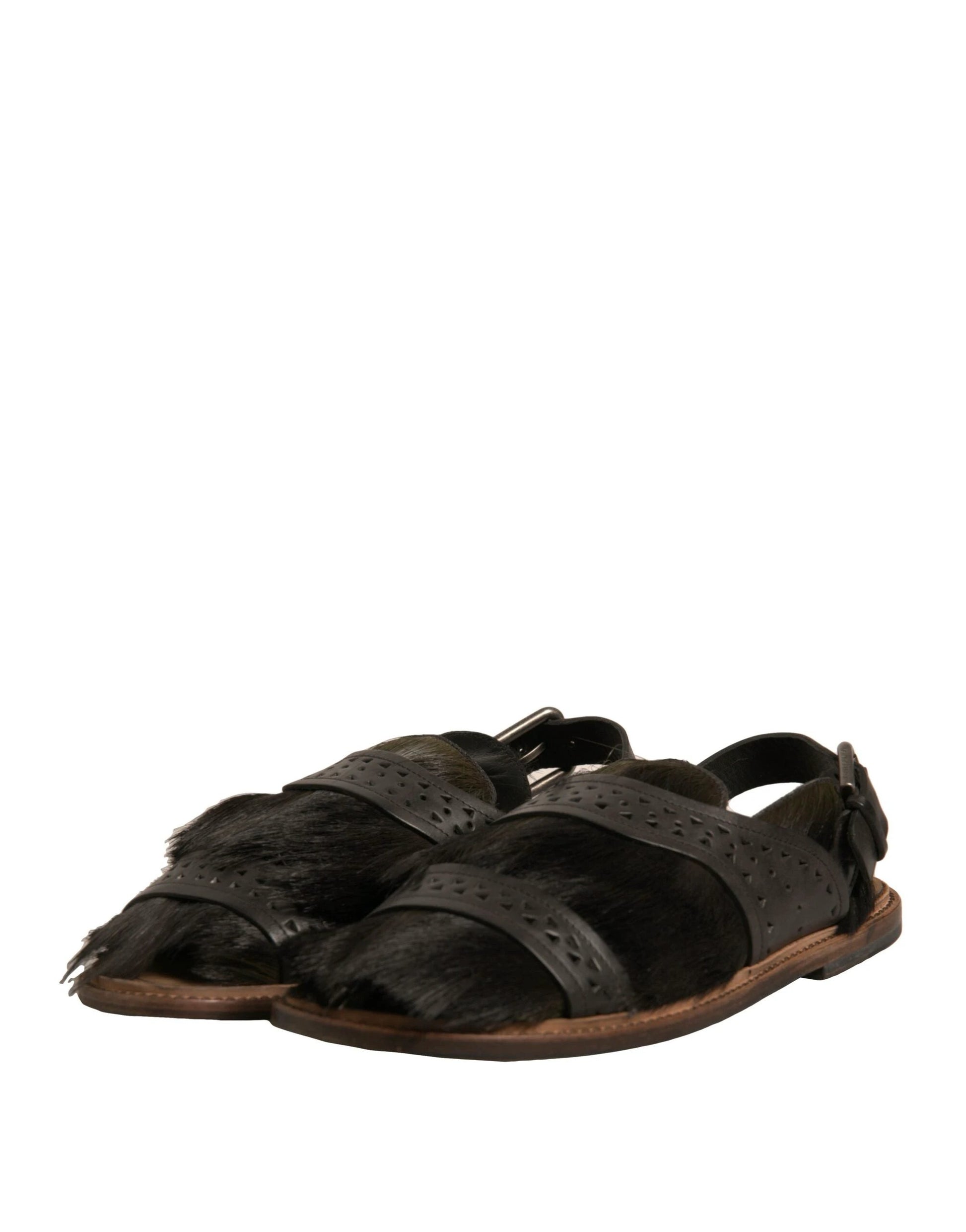 Dolce & Gabbana Green Gazelle Hair Leather Flats Sandals Shoes by Dolce & Gabbana