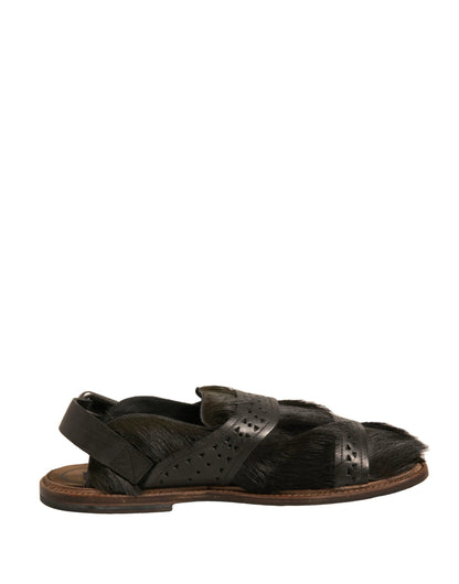 Dolce & Gabbana Green Gazelle Hair Leather Flats Sandals Shoes by Dolce & Gabbana