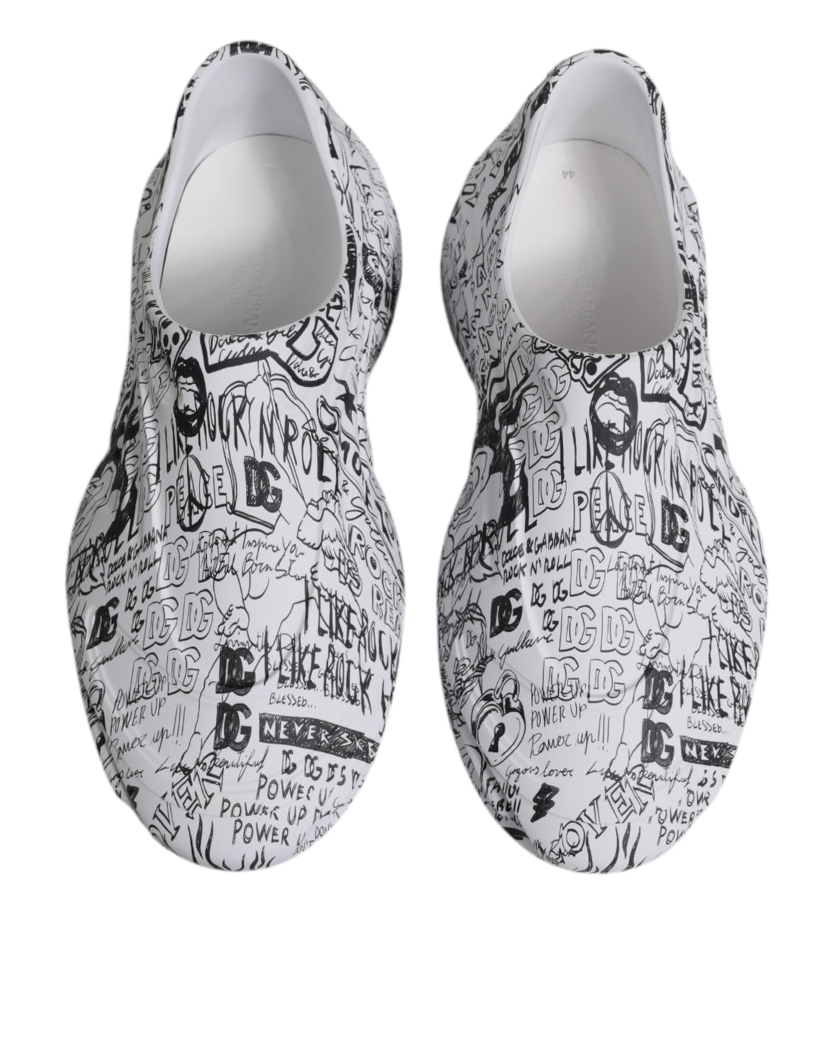 Baskets Dolce & Gabbana homme Daymaster graffiti en cuir blanc et noir – MV6792