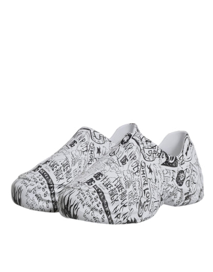 Baskets Dolce & Gabbana homme Daymaster graffiti en cuir blanc et noir – MV6792