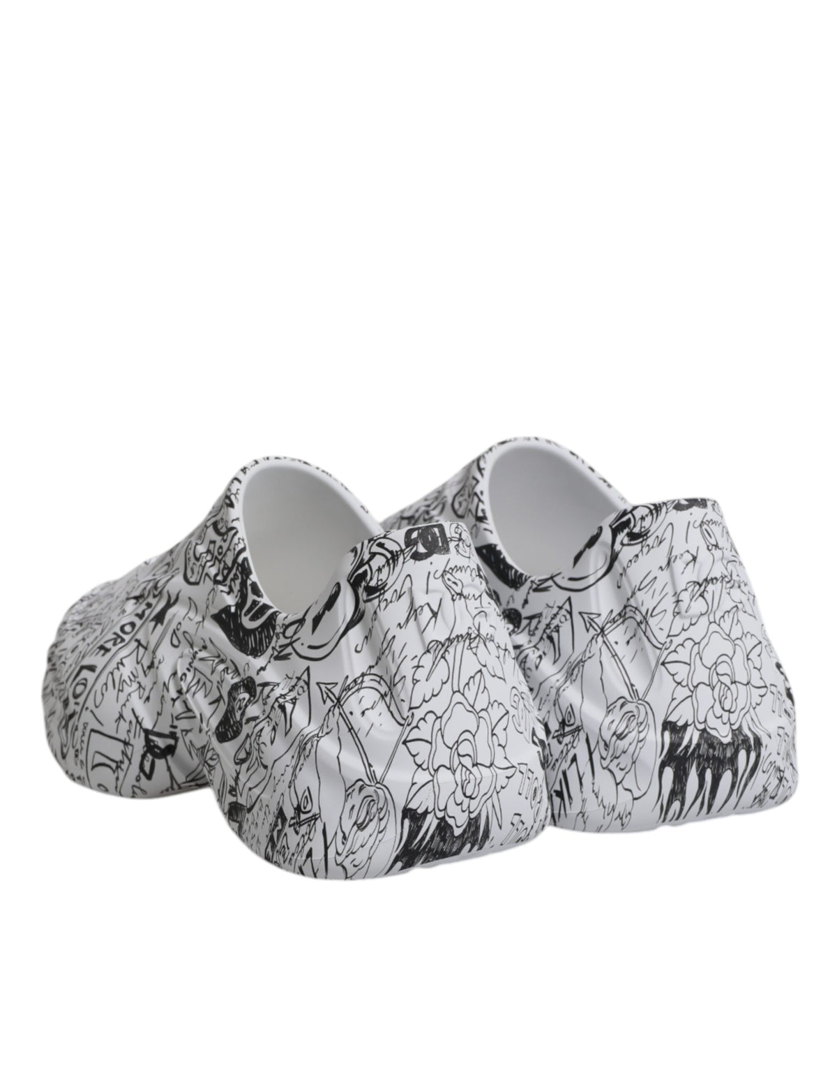 Baskets Dolce & Gabbana homme Daymaster graffiti en cuir blanc et noir – MV6792