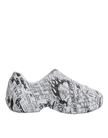 Baskets Dolce & Gabbana homme Daymaster graffiti en cuir blanc et noir – MV6792