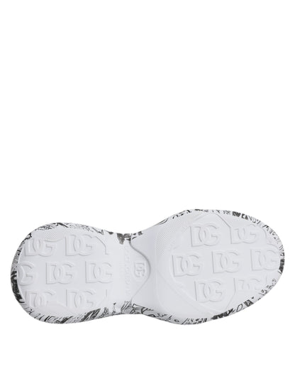Baskets Dolce & Gabbana homme Daymaster graffiti en cuir blanc et noir – MV6792