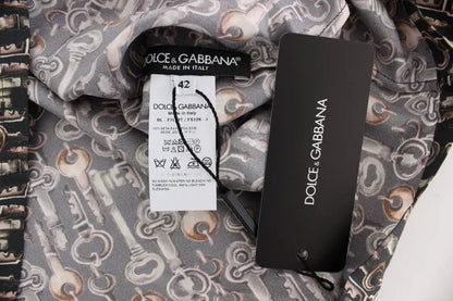Dolce & Gabbana Gray Gold Key Print Silk Blouse T-shirt by Dolce & Gabbana