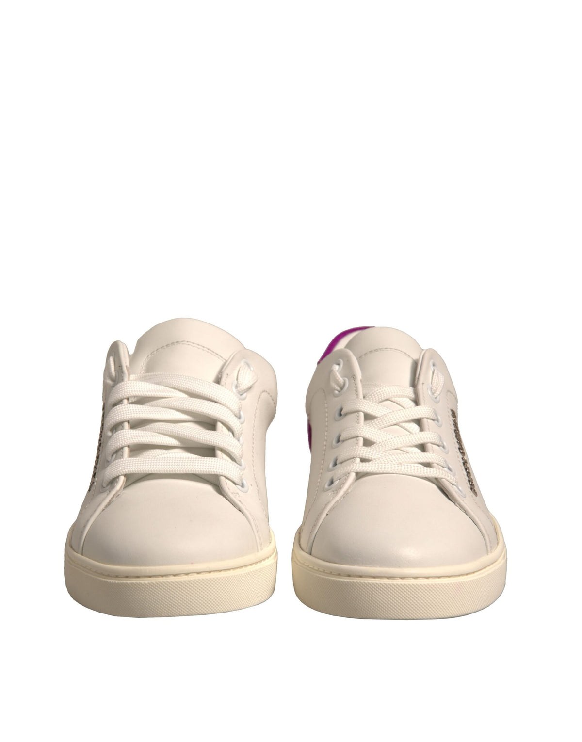 Baskets Dolce & Gabbana femme basses en cuir de veau blanc et rose – LA12317