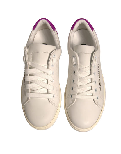 Baskets Dolce & Gabbana femme basses en cuir de veau blanc et rose – LA12317