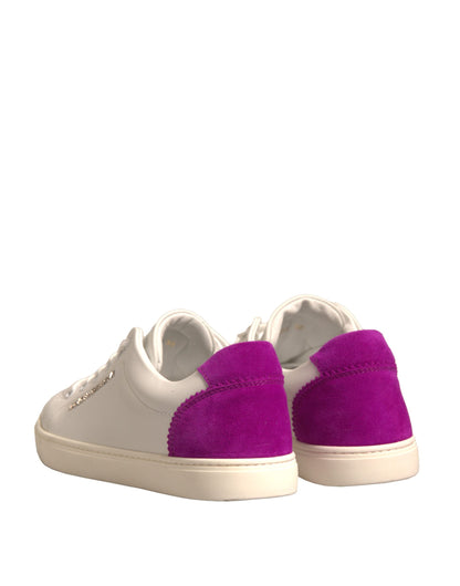 Baskets Dolce & Gabbana femme basses en cuir de veau blanc et rose – LA12317
