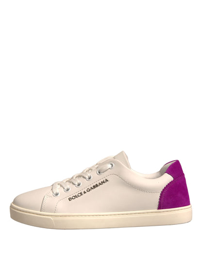 Baskets Dolce & Gabbana femme basses en cuir de veau blanc et rose – LA12317