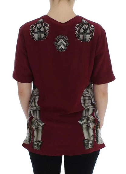 Dolce & Gabbana Red Knight Print Silk Blouse T-shirt by Dolce & Gabbana