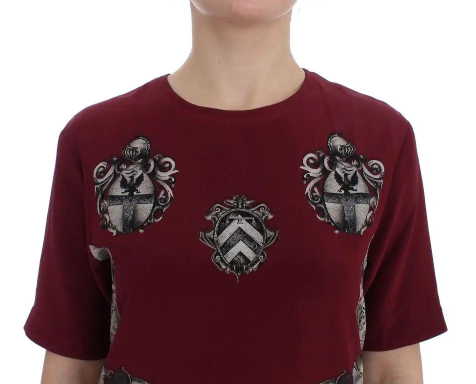 Dolce & Gabbana Red Knight Print Silk Blouse T-shirt by Dolce & Gabbana
