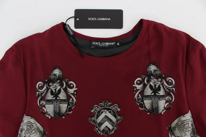 Dolce & Gabbana Red Knight Print Silk Blouse T-shirt by Dolce & Gabbana