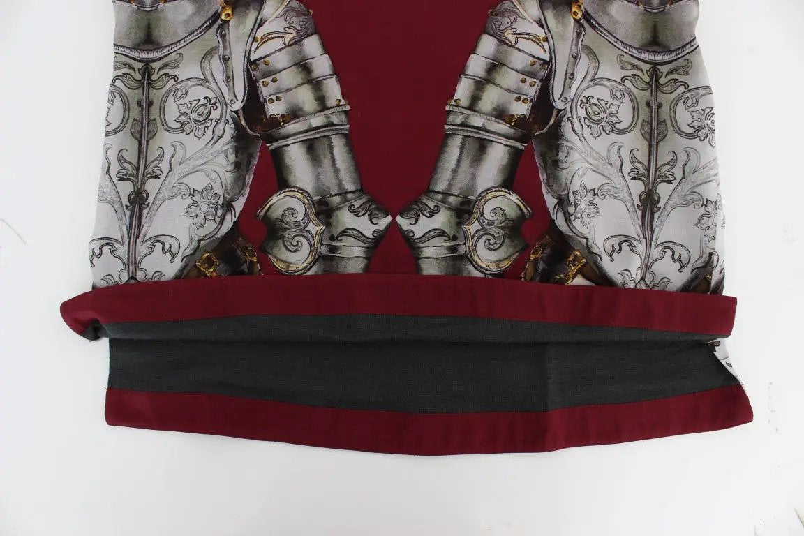 Dolce & Gabbana Red Knight Print Silk Blouse T-shirt by Dolce & Gabbana