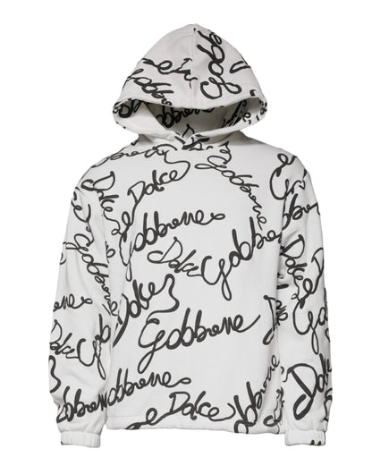 Dolce & Gabbana White Logo Cotton Hooded Sweatshirt Sweater by Dolce & Gabbana