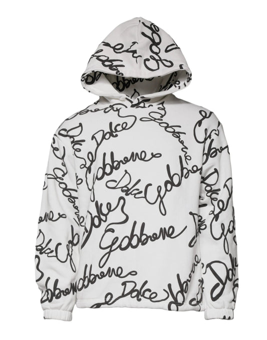 Dolce & Gabbana White Logo Cotton Hooded Sweatshirt Sweater by Dolce & Gabbana