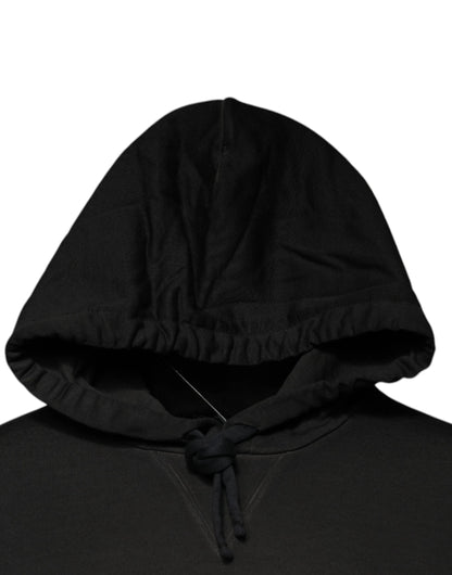 Dolce & Gabbana Black Cotton Hooded DG Shield Pullover Sweater by Dolce & Gabbana