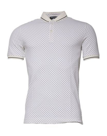 Polo Dolce & Gabbana à pois en coton blanc – TSH87720