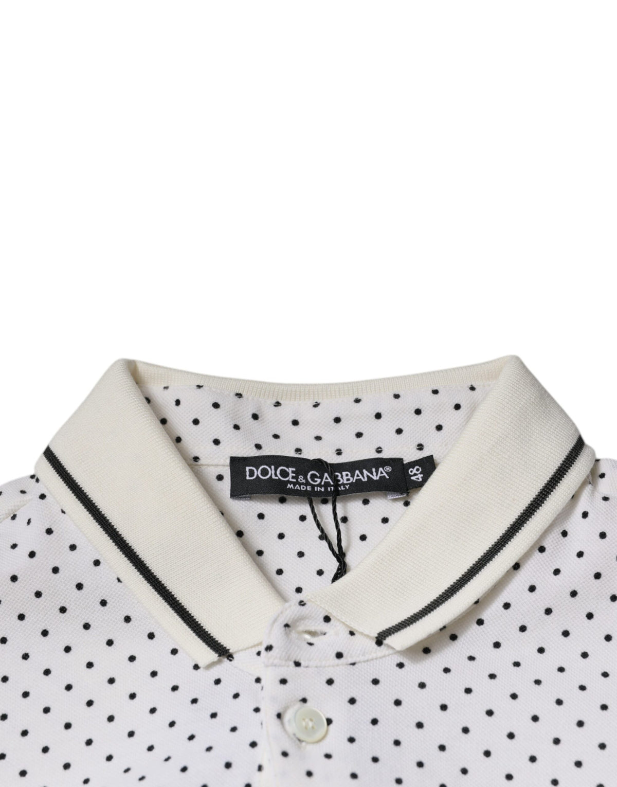 Polo Dolce & Gabbana à pois en coton blanc – TSH87720