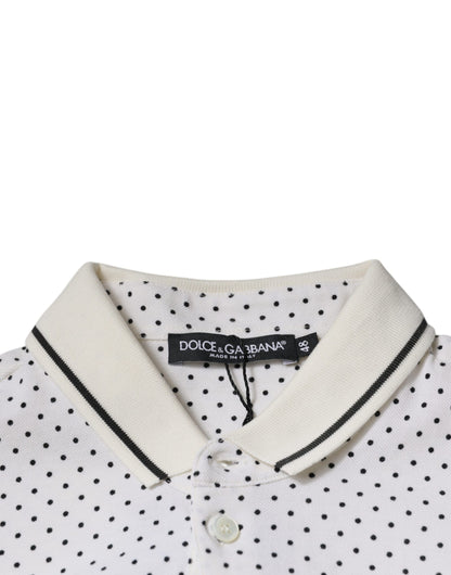 Polo Dolce & Gabbana à pois en coton blanc – TSH87720