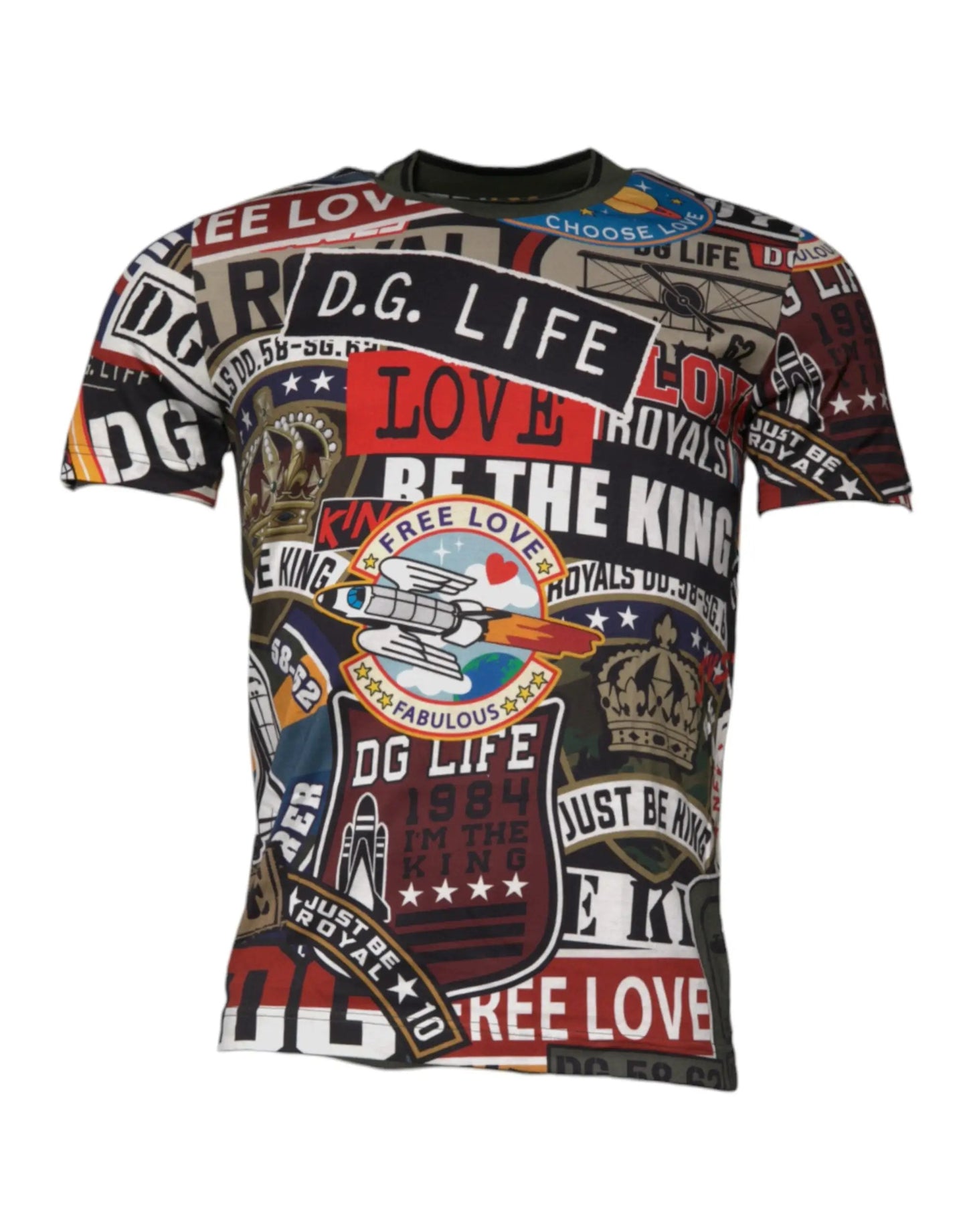 Dolce & Gabbana Multicolor Graphic Print Cotton Crew Neck T-shirt by Dolce & Gabbana