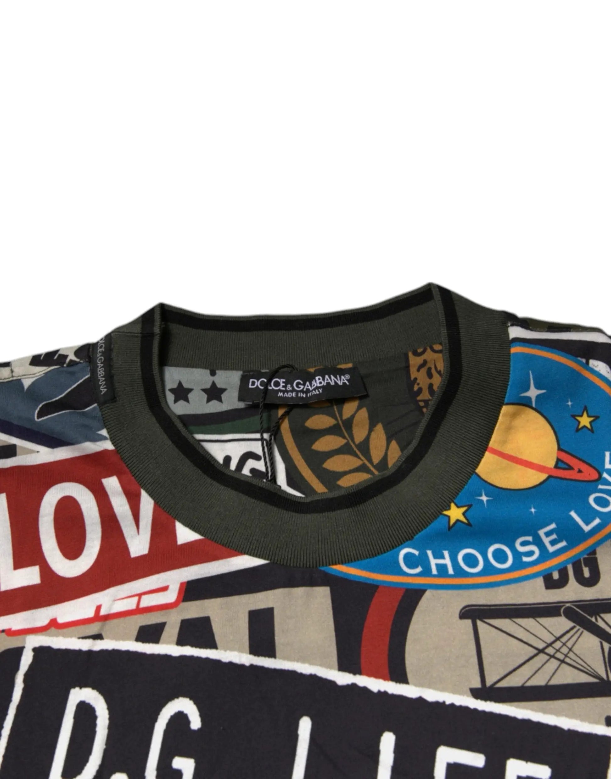 Dolce & Gabbana Multicolor Graphic Print Cotton Crew Neck T-shirt by Dolce & Gabbana