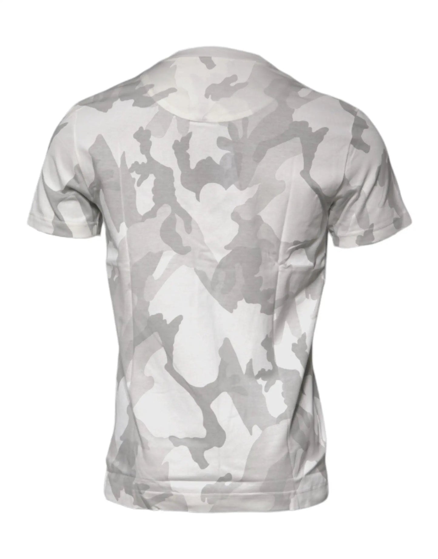 Dolce & Gabbana White Gray Camouflage Cotton Crew Neck T-shirt by Dolce & Gabbana