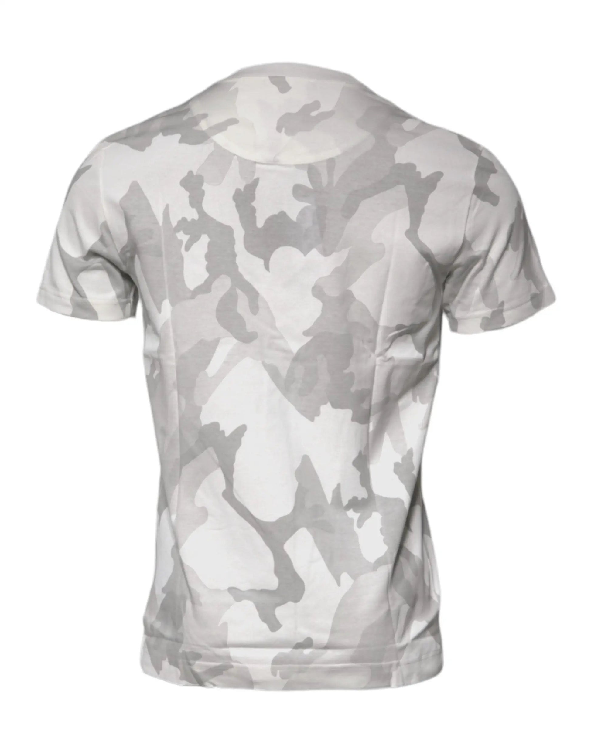 Dolce & Gabbana White Gray Camouflage Cotton Crew Neck T-shirt by Dolce & Gabbana