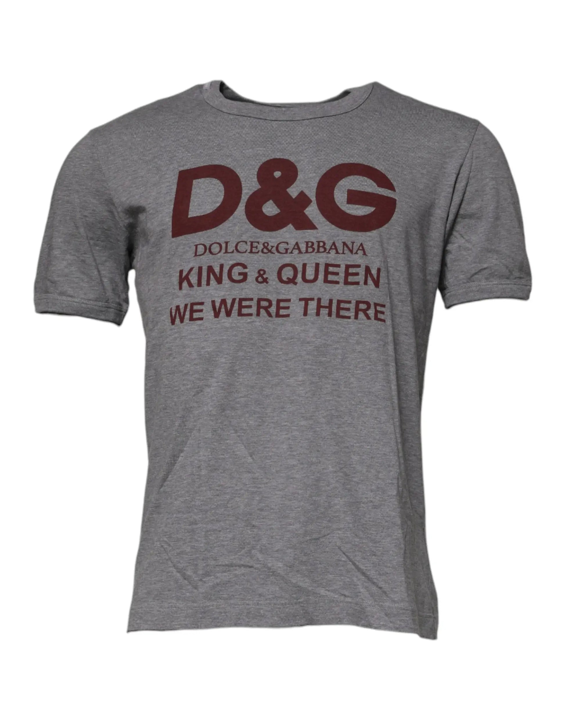 Dolce & Gabbana Gray Logo Print Cotton Crew Neck Men T-shirt by Dolce & Gabbana