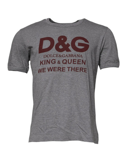 Dolce & Gabbana Gray Logo Print Cotton Crew Neck Men T-shirt by Dolce & Gabbana
