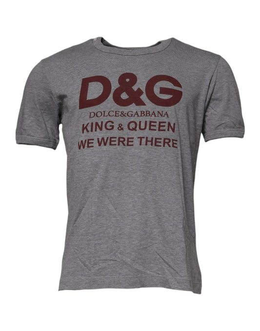 Dolce & Gabbana Gray Logo Print Cotton Crew Neck Men T-shirt by Dolce & Gabbana