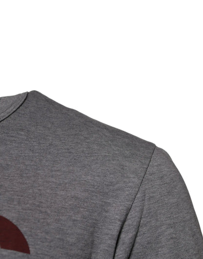 Dolce & Gabbana Gray Logo Print Cotton Crew Neck Men T-shirt by Dolce & Gabbana