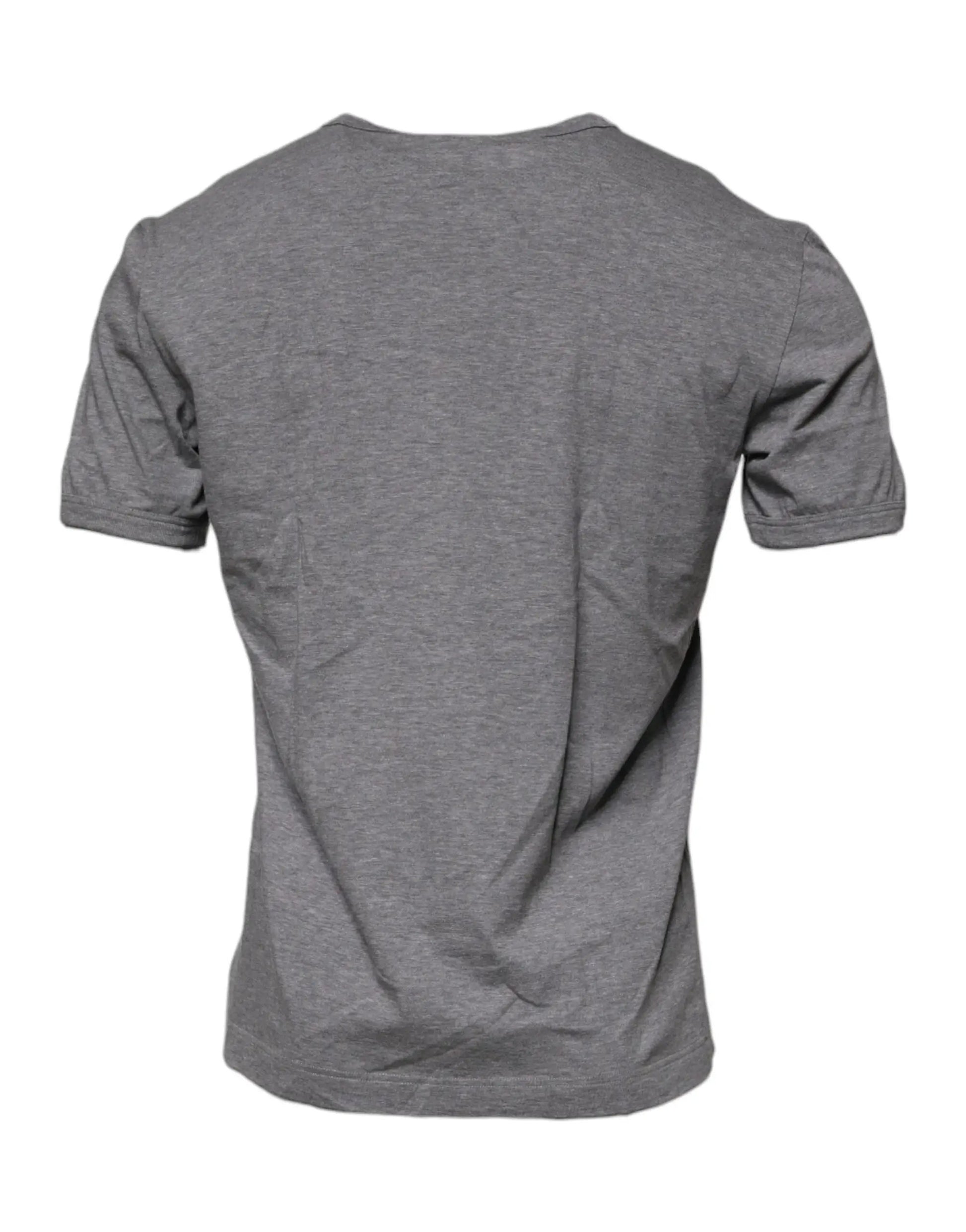 Dolce & Gabbana Gray Logo Print Cotton Crew Neck Men T-shirt by Dolce & Gabbana