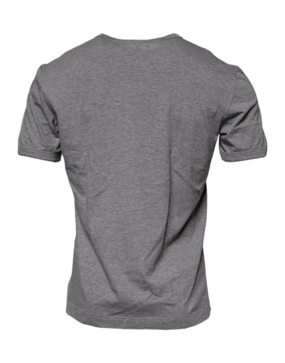Dolce & Gabbana Gray Logo Print Cotton Crew Neck Men T-shirt by Dolce & Gabbana