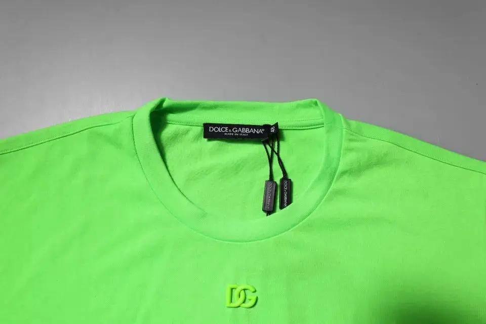 Dolce & Gabbana Green Logo Polyester Crew Neck T-shirt by Dolce & Gabbana