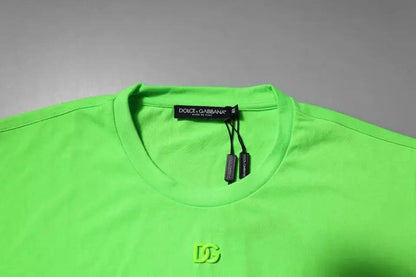 Dolce & Gabbana Green Logo Polyester Crew Neck T-shirt by Dolce & Gabbana