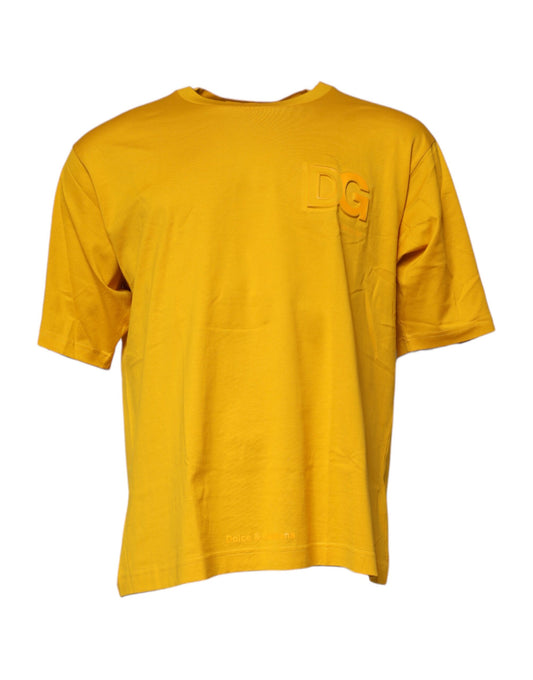 T-shirt Dolce & Gabbana homme à logo brodé en coton jaune foncé – TSH90012