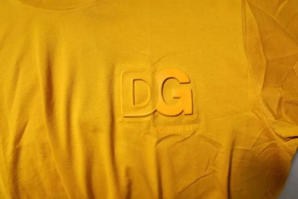 Dolce & Gabbana Dark Yellow Logo Cotton Men Crew Neck T-shirt by Dolce & Gabbana