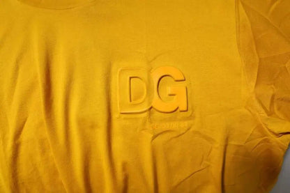 Dolce & Gabbana Dark Yellow Logo Cotton Men Crew Neck T-shirt by Dolce & Gabbana