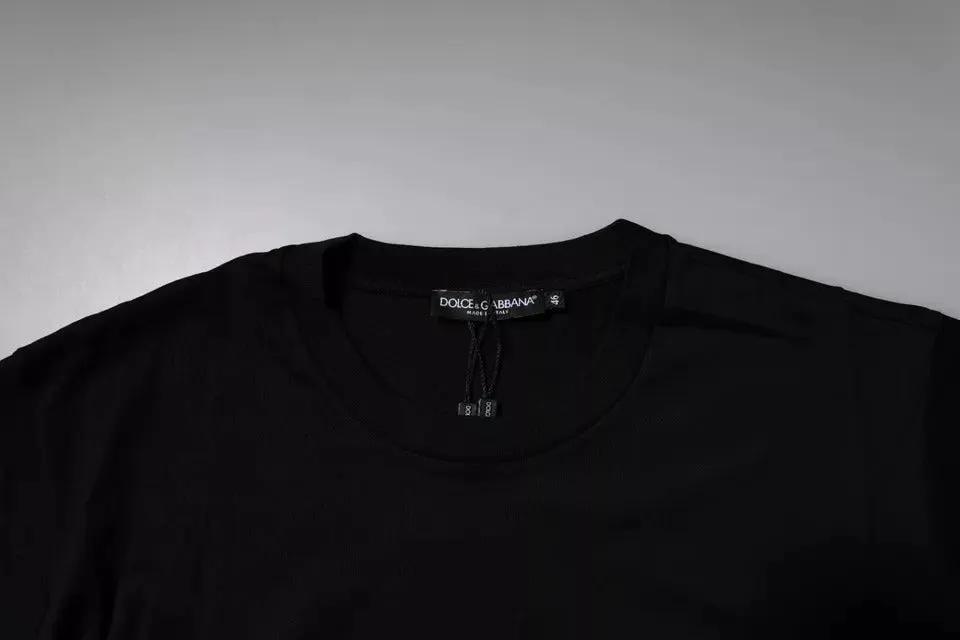 Dolce & Gabbana Black Logo Patch Cotton Crew Neck T-shirt by Dolce & Gabbana