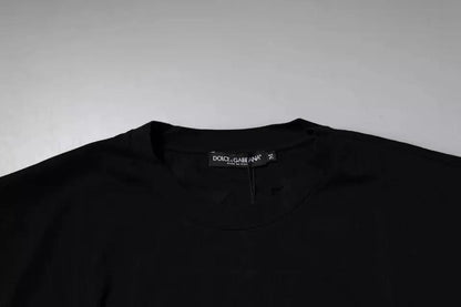 Dolce & Gabbana Black Amore Leopard Cotton Crew Neck T-shirt by Dolce & Gabbana